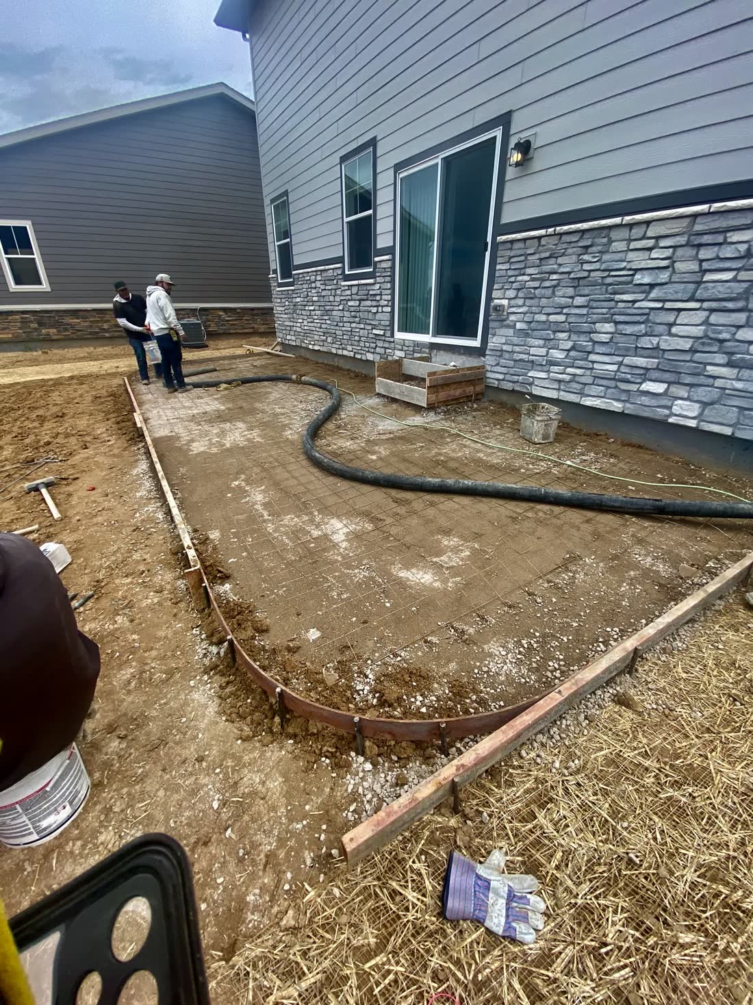 Forms set along a new home, mid-job