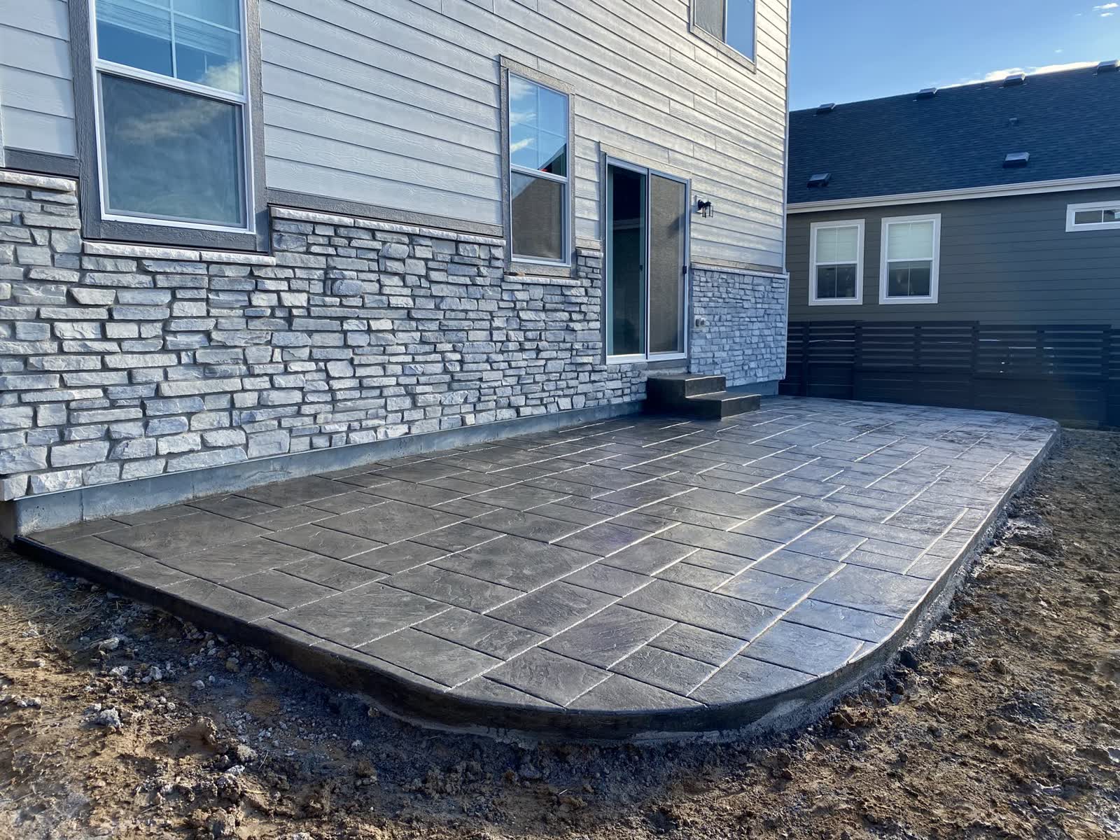 Stamped concrete patio in progress