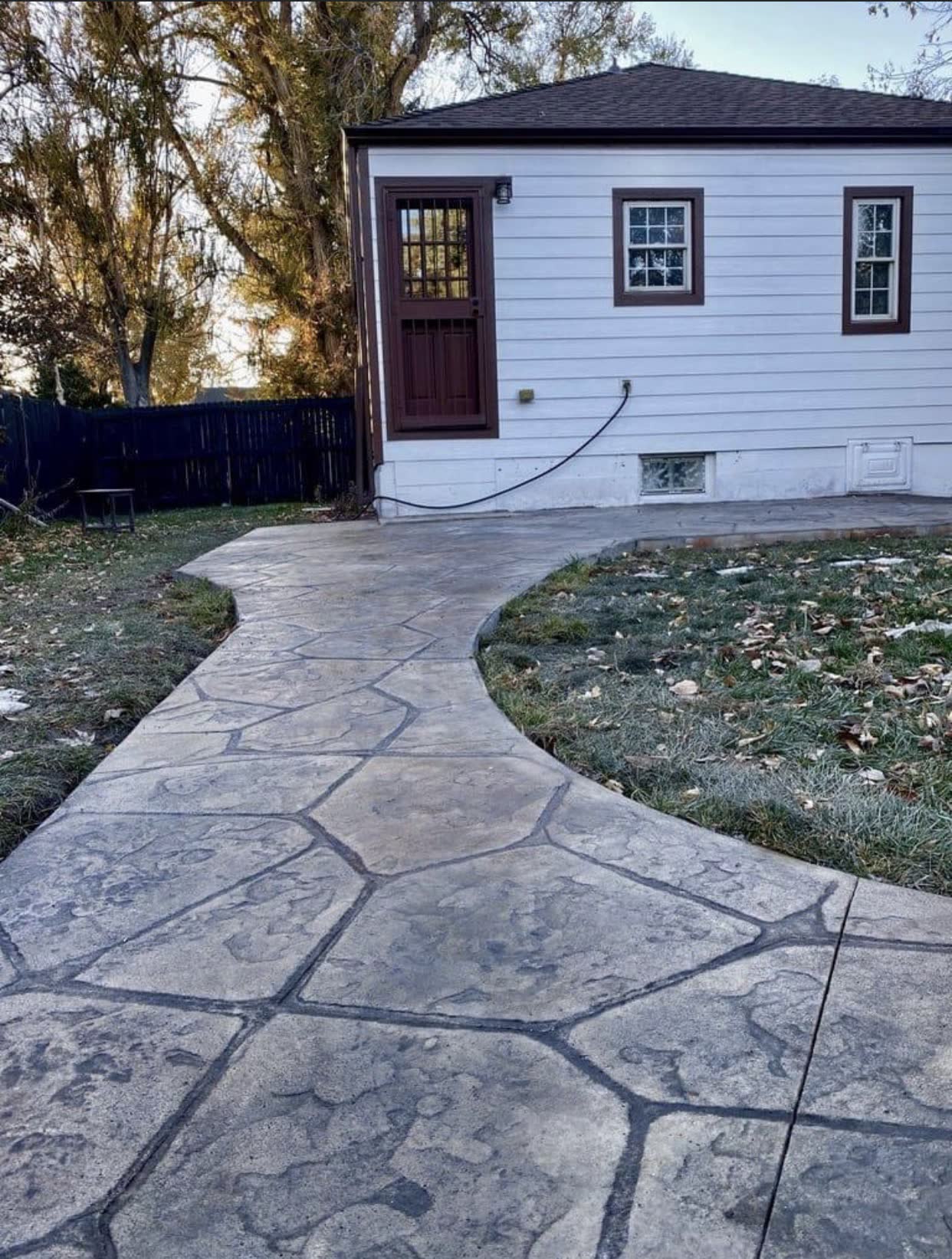 Stamped flagstone walkway